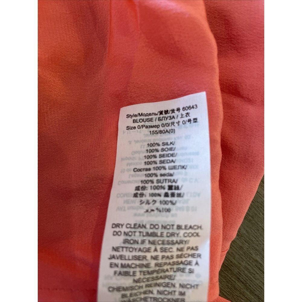 Tory Burch Ruffle‎ Blouse Size 0 All Silk Vivid Pink 650 - Picture 13 of 14